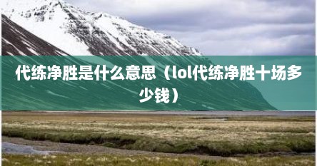 代练净胜是什么意思（lol代练净胜十场多少钱）