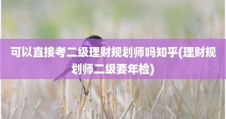可以直接考二级理财规划师吗知乎(理财规划师二级要年检)