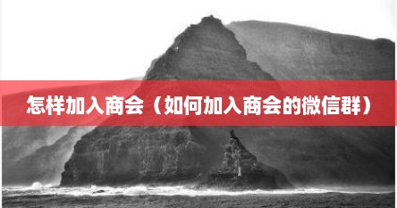 怎样加入商会（如何加入商会的微信群）