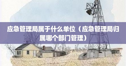 应急管理局属于什么单位（应急管理局归属哪个部门管理）