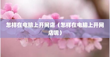 怎样在电脑上开网店（怎样在电脑上开网店呢）