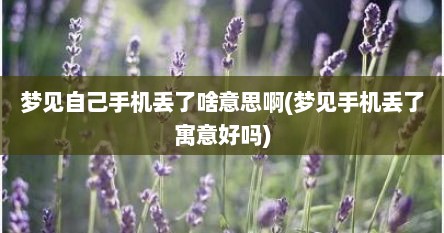 梦见自己手机丢了啥意思啊(梦见手机丢了寓意好吗)