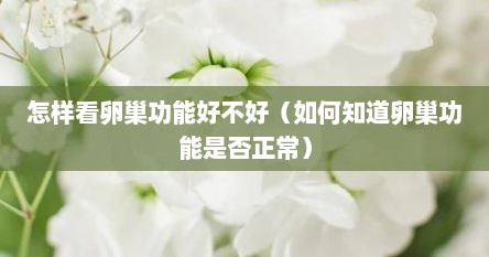怎样看卵巢功能好不好（如何知道卵巢功能是否正常）