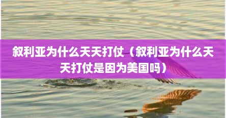 叙利亚为什么天天打仗（叙利亚为什么天天打仗是因为美国吗）