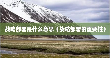 战略部署是什么意思（战略部署的重要性）