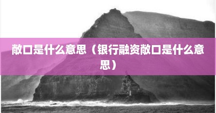 敞口是什么意思（银行融资敞口是什么意思）