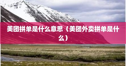 美团拼单是什么意思（美团外卖拼单是什么）