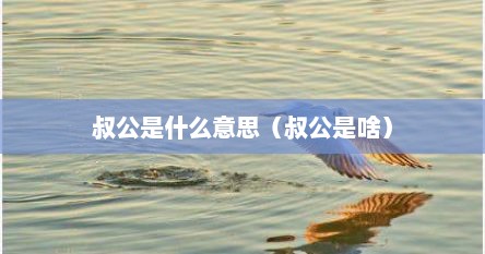 叔公是什么意思（叔公是啥）