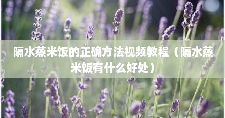 隔水蒸米饭的正确方法视频教程（隔水蒸米饭有什么好处）