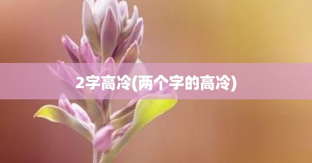 2字高冷(两个字的高冷)
