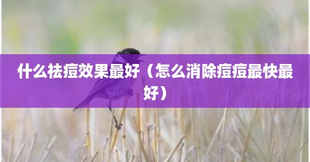 什么祛痘效果最好（怎么消除痘痘最快最好）