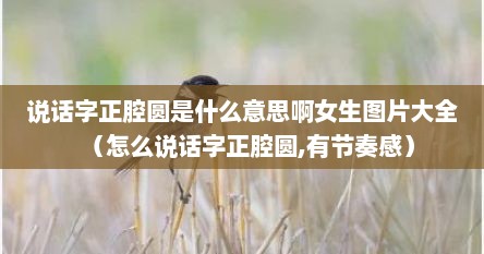 说话字正腔圆是什么意思啊女生图片大全（怎么说话字正腔圆,有节奏感）