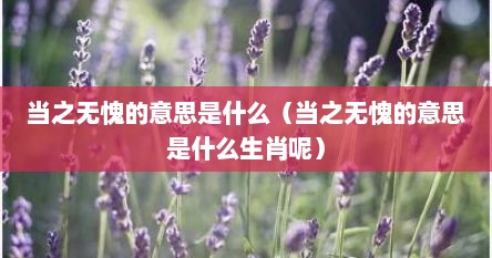 当之无愧的意思是什么（当之无愧的意思是什么生肖呢）