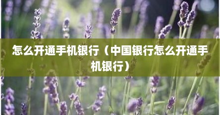 怎么开通手机银行（中国银行怎么开通手机银行）