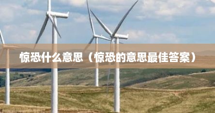 惊恐什么意思（惊恐的意思最佳答案）