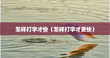 怎样打字才算快（怎样打字才能变快）