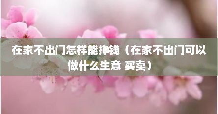 在家不出门怎样能挣钱（在家不出门可以做什么生意 买卖）
