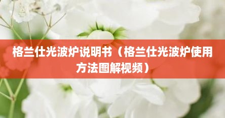 格兰仕光波炉说明书（格兰仕光波炉使用方法图解视频）