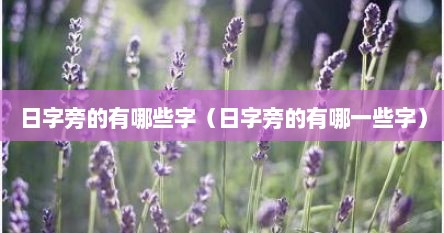 日字旁的有哪些字（日字旁的有哪一些字）
