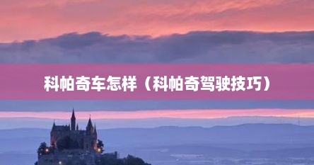 科帕奇车怎样（科帕奇驾驶技巧）