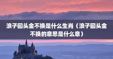 浪子回头金不换的金不换什么意思（浪子回头金不换浪子是什么意思）