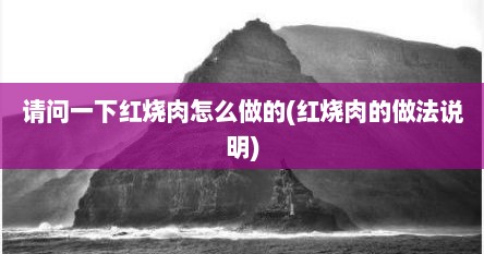 请问一下红烧肉怎么做的(红烧肉的做法说明)
