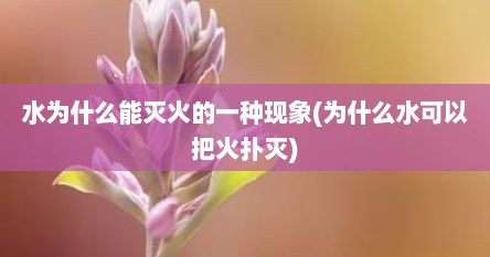 水为什么能灭火的一种现象(为什么水可以把火扑灭)