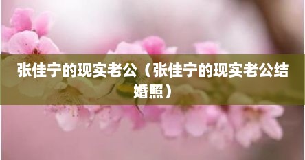 张佳宁的现实老公（张佳宁的现实老公结婚照）