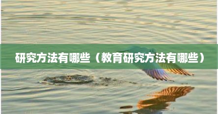 研究方法有哪些（教育研究方法有哪些）