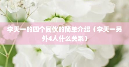 李天一的四个同伙的简单介绍（李天一另外4人什么关系）