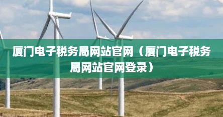 厦门电子税务局网站官网（厦门电子税务局网站官网登录）