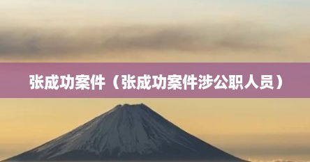 张成功案件（张成功案件涉公职人员）