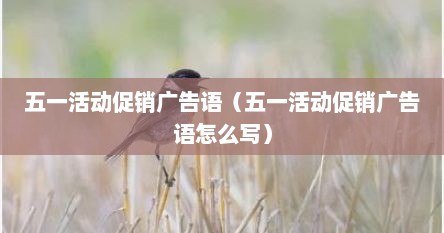 五一活动促销广告语（五一活动促销广告语怎么写）