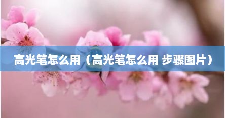 高光笔怎么用（高光笔怎么用 步骤图片）