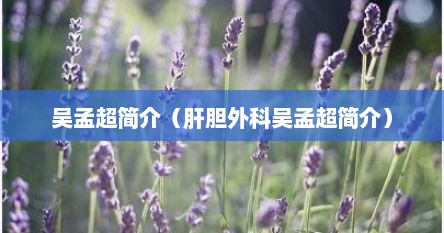 吴孟超简介（肝胆外科吴孟超简介）