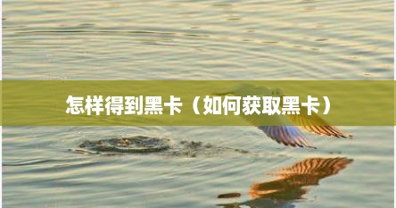 怎样得到黑卡（如何获取黑卡）