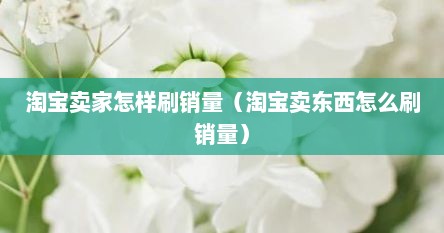淘宝卖家怎样刷销量（淘宝卖东西怎么刷销量）