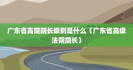 广东省高院院长级别是什么（广东省高级法院院长）
