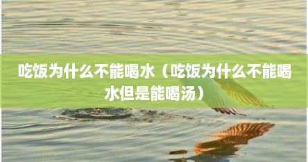 吃饭为什么不能喝水（吃饭为什么不能喝水但是能喝汤）
