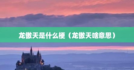 龙傲天是什么梗（龙傲天啥意思）