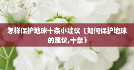 怎样保护地球十条小建议（如何保护地球的建议,十条）