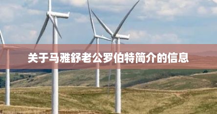 关于马雅舒老公罗伯特简介的信息