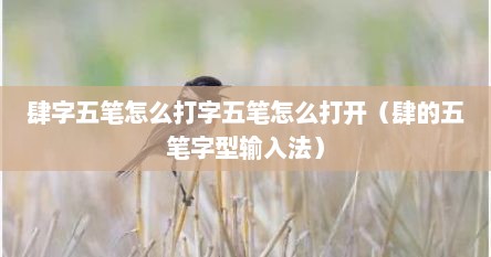 肆用五笔怎么打（肆字五笔怎么打出来）