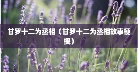 甘罗十二为丞相（甘罗十二为丞相故事梗概）