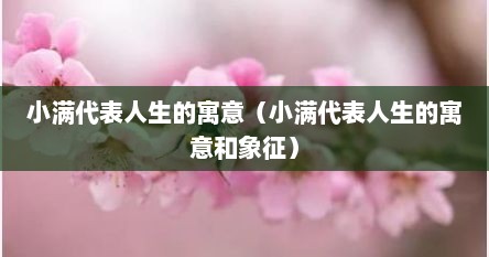 小满代表人生的寓意（小满代表人生的寓意和象征）