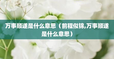 万事顺遂是什么意思（前程似锦,万事顺遂是什么意思）