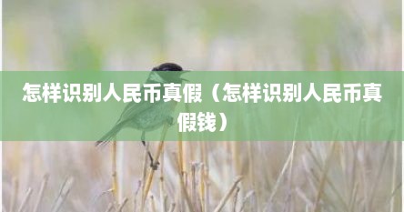 怎样识别人民币真假（怎样识别人民币真假钱）