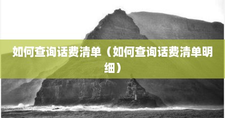如何查询话费清单（如何查询话费清单明细）