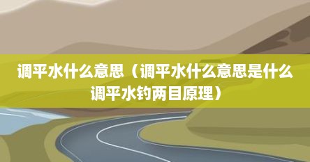 调平水什么意思（调平水什么意思是什么调平水钓两目原理）