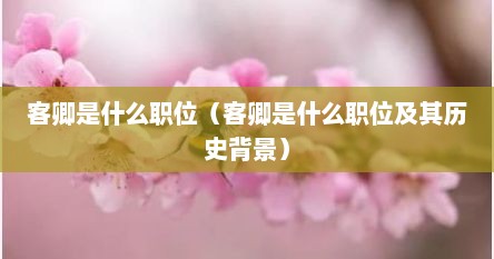 客卿是什么职位（客卿是什么职位及其历史背景）